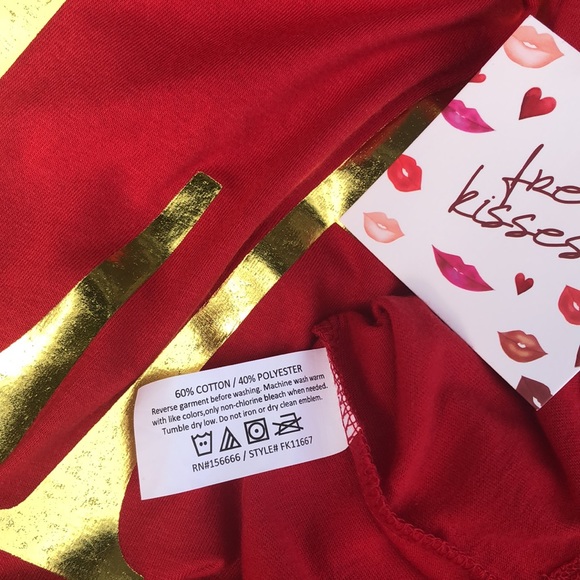 Free kisses LA T-shirt Red & Gold Size Lg. - Picture 7 of 7